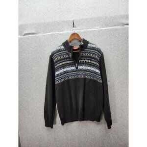 Izod Mens Medium Fair Isle 1/4 Zip Sweater